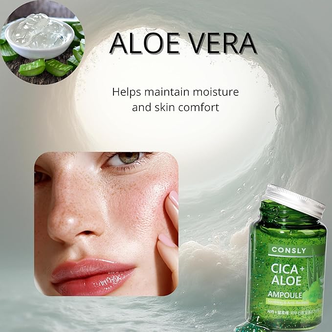 Cica & Aloe All-in-One Ampoule – Soothing Hydrating Gel Serum, 3-in-1 Toner Essence Serum for Sensitive Skin, Lightweight Facial Serum for Face & Neck, 250 ml / 8.45 fl oz