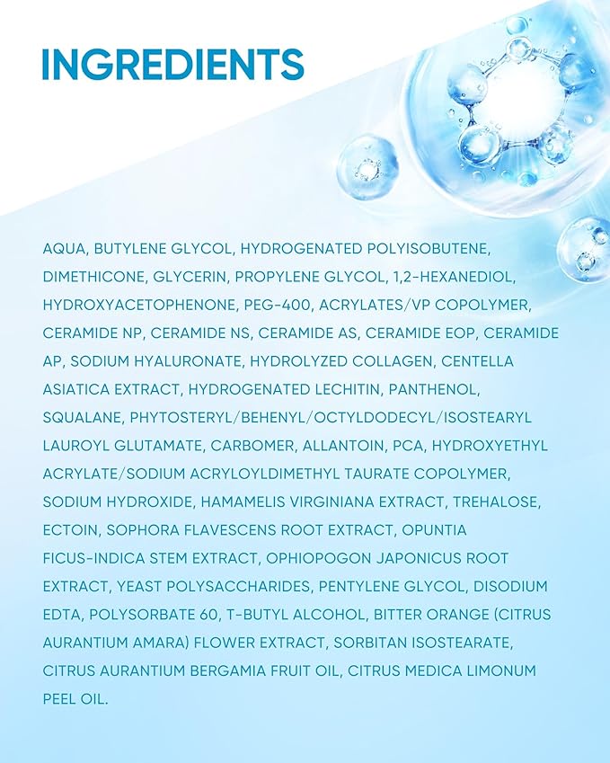 Face Moisturizer with 5X Ceramides, Hydrating Moisture Barrier Repair Cream for Sensitive/Oil Skin Types, Hyaluronic Acid & Centella, Daily Facial Moisturizer, Non-Comedogenic 50g/1.76fl.oz