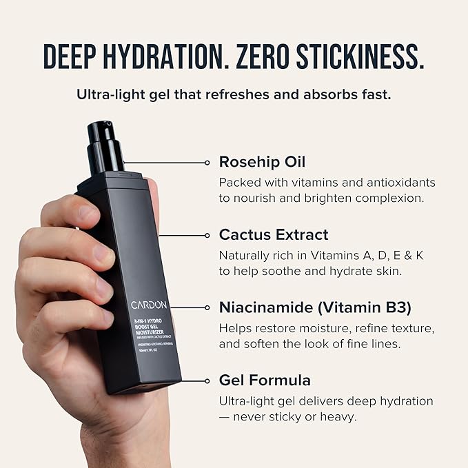Cardon Anti-Aging Face Moisturizer, Korean Skincare Hydro Boost Gel, Ultra Light Face Cream to Even Skin Tone Overnight, Healing Cactus Extract, Reduce Wrinkles, Repair Acne Scars (2 CT)