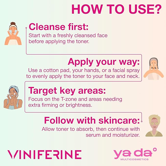 Viniferine Rejuvenating and Firming Tonic for Face - Hydrating Toner with Niacinamide & Licorice Extract | Moisturizing Brightening Facial Toner for Acne-Prone, Sensitive & Oily Skin & Anti-Aging Care