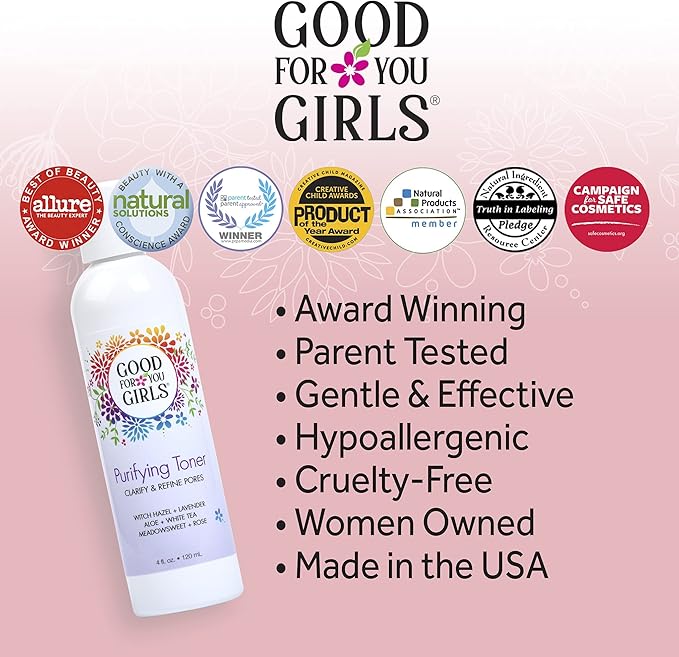 Good For You Girls Hydrating Toner for Face Contains Aloe, Witch Hazel, Meadowsweet, Chamomile, Rosewater, Witch Hazel Toner for Face, Alcohol Free (4 Fl. Oz)