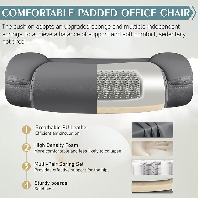Leather Office Chair, PU Home Computer Desk Chairs with Ergonomic Back Support, 360°Swivel Free，Small Gaming Chair with Wheels and Adjustable Armrests, for Short People Use