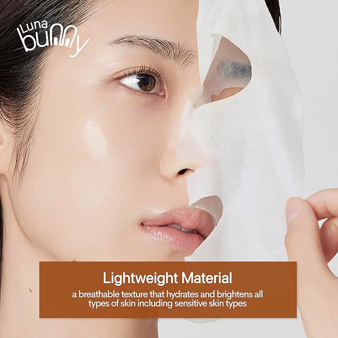 Innerest Luna Bunny 24PK Facial Sheet Mask, Brightening, Nourishing & Hydrating Korean Skincare for Self Care, Home Spa with Aloe, Coconut, Vitamin & Hyaluronic (Coconut)