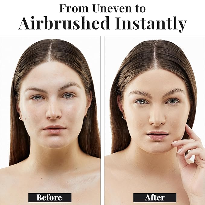 Jerome Alexander MagicMinerals AirBrush Foundation – 2 Piece Set with Airbrush Foundation and Kabuki Brush - Spray Makeup with Anti-aging Ingredients for Smooth Radiant Skin - Bright Light