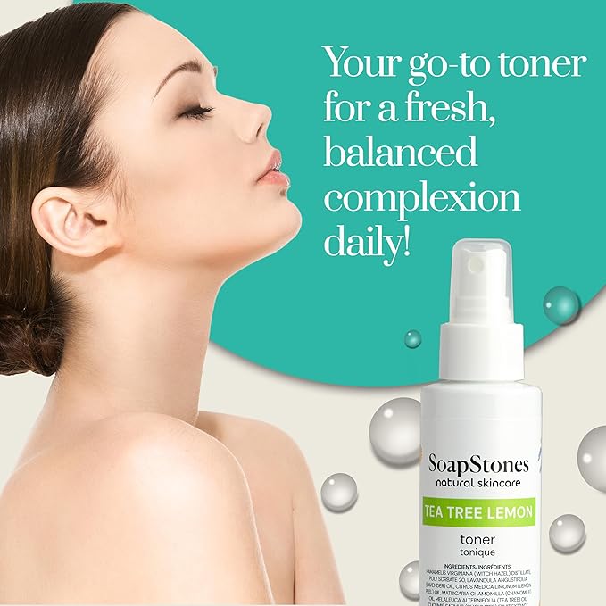 Soapstones Evening Primrose Facial Moisturizer, Lemon Tea Tree Toner and Bright Eyes Moisturizing Eye Cream for Dark Circles & Spot Defense