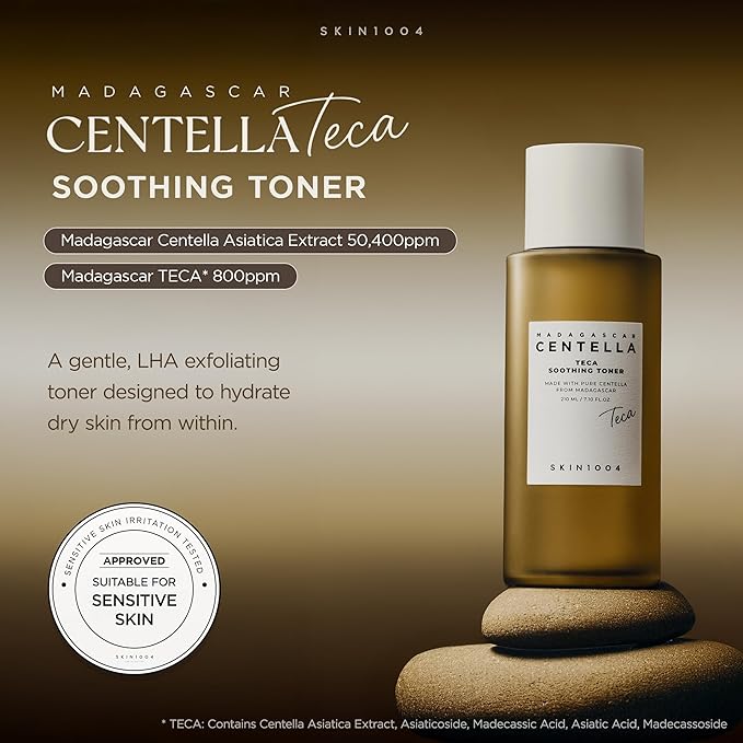 SKIN1004 Madagascar Centella TECA Soothing Toner, Korean Toner for Soothing & Moisturizing, Centella Toner with TECA & PDRN, Toner with LHA for Gentle Exfoliation, Korean Skin Care, 7.10 fl.oz / 210ml