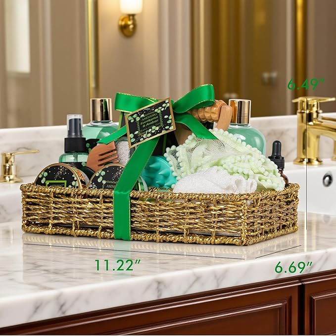 19-Piece Mothers Day Gifts Basket for Women, Premium Eucalyptus Amber Bath Gift Set for Men- Spa Kit, Face Skin Care Kit, Birthday, Valentines, Fathers Day, Christmas, Perfect for Holidays Self Care