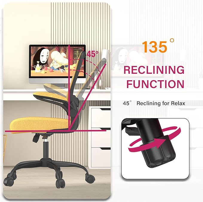 Mimoglad Office Chair, Ergonomic Desk Chair with Adjustable Lumbar Support, High Back Mesh Computer Chair with Flip-up Armrests- Task Chairs, Executive Chair for Home Office