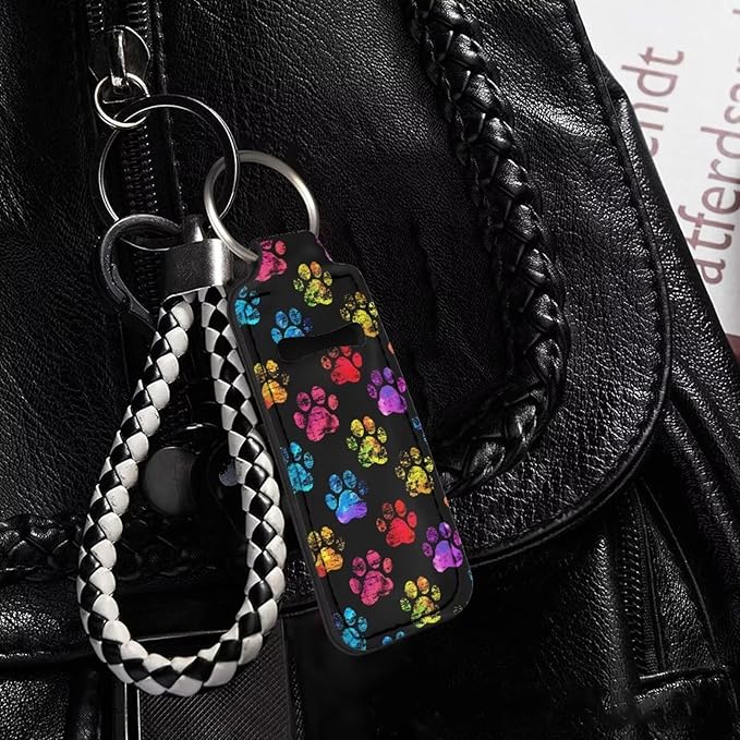 Lipstick Holder Keychain, Cute Keychains for Lip Balm Holder, Neoprene Lipstick Sleeve Pouch for Women Men Teens