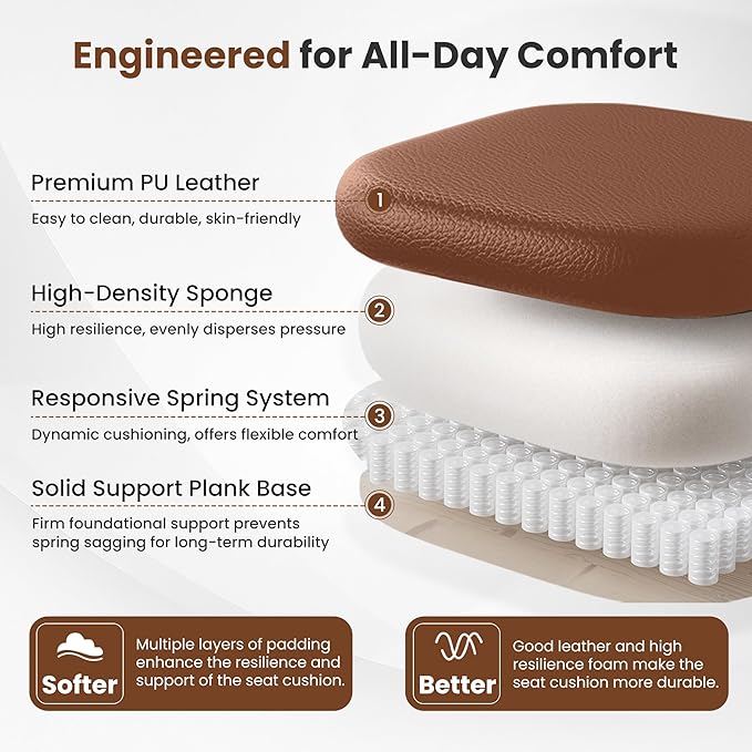 Big and Tall Office Chair - 400 LBS Capacity Executive Chair with High Back & Footrest, Ergonomic Office Chair for Heavy People, Wide Padded Seat Computer Gaming Chair, Brown