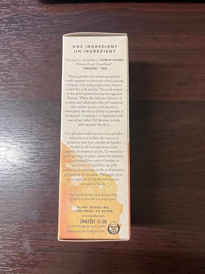 evanhealy Lemon Thyme HydroSoul | Copper Distilled Hydrosol | Purifying Facial Tonic | Organic Plant Face Toner | Purify & Decongest Blemished, Congested, Teen Skin