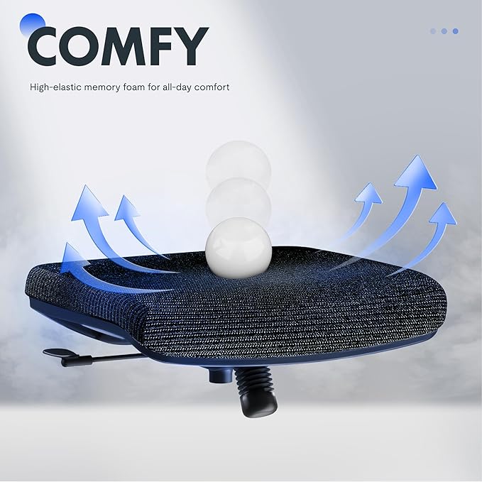 FLEXISPOT OC3 Cloud Ergonomic Office Chair High Back Mesh Swivel Computer Chair Executive Office Desk Chairs with Adjustable Lumbar Support/2D Headrest/Lockable Backrest, Foam Seat Cushion, Black