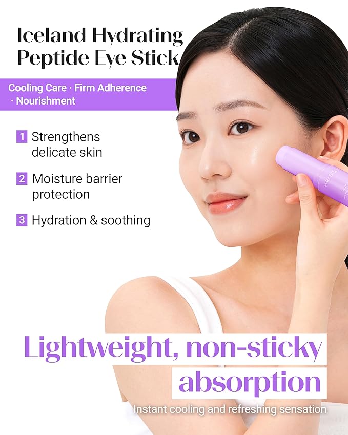 THESAEM Iceland Eye Stick Bundle - 3 Pack (Collagen + Peptide + Hydrating) 0.38 oz Each - Complete Under Eye Treatment for Dark Circles, Puffiness & Wrinkles - Anti-Aging Cooling Balm with Niacinamide