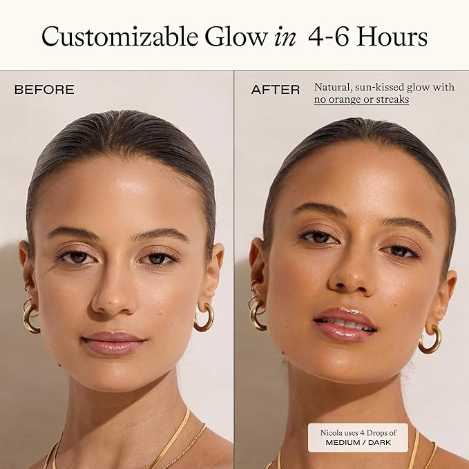 Sun Blush Glowing Self Tanning Drops Australian Made 1.0 fl.oz | Sun-Kissed, Natural Face & Body Gradual Self Tanner with Peptides | Fragrance Free| Everyday Humans