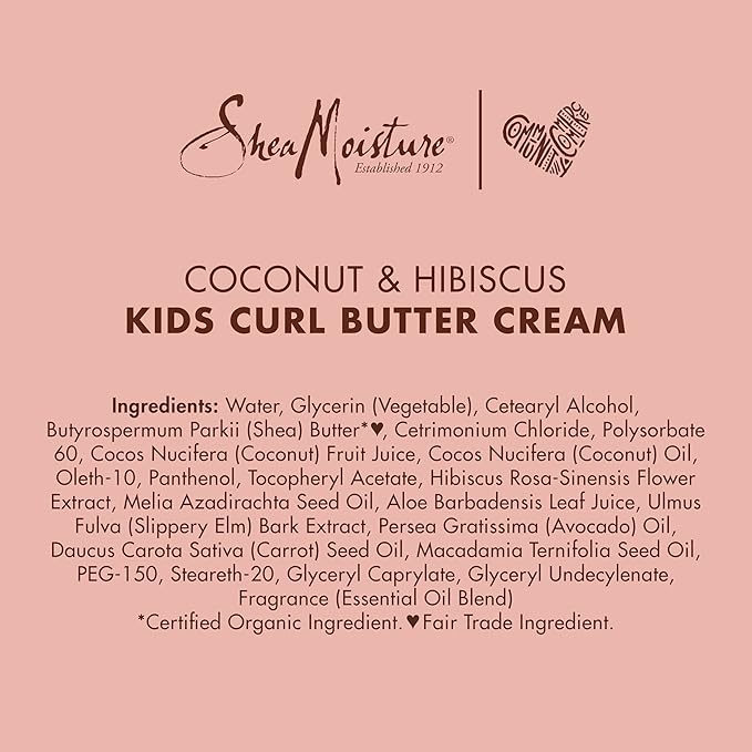 SheaMoisture Kids Curling Styling Cream For Curl Definition Coconut & Hibiscus Curl and Detangle Kids Hair 6 oz