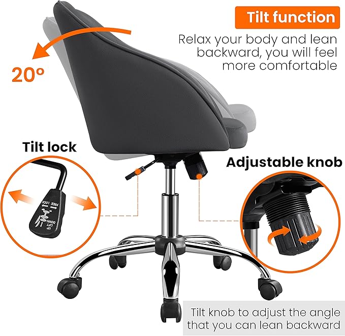 Yaheetech Office Chair Height Adjustable Mid Back Chair Swivel Large Seat Chairs Desk Chair Computer Chair on Wheels with Armrests
