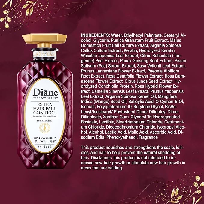 Moist Diane Thickening Conditioner for Men, Dry Itchy Scalp Treatment by Keratin, Ginseng Root & Protein, Argan Oil Conditioner for Women from Japan, 15.2 Fl Oz, EXTRA HAIR FALL CONTROL