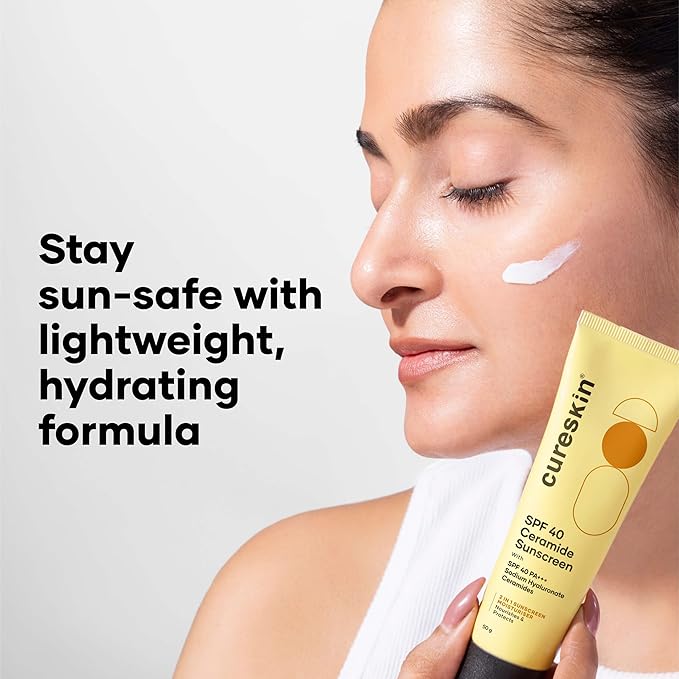 Cureskin SPF 40 Ceramide Sunscreen with Hyaluronic Acid & Ceramides | 2-in-1 Sunscreen Moisturizer, Broad Spectrum, SPF 40 & PA+++, 1.76 Ounce (Pack of 1)