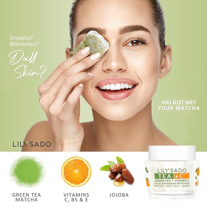 LILY SADO TEA+C™ Green Tea Matcha & Vitamin C Moisturizer - Antioxidant, Anti-Aging Anti-Wrinkle Daily Moisturizing Lotion - Hydrates, Softens, Firms & Tones for Soft Radiant Skin. For Women & Men.
