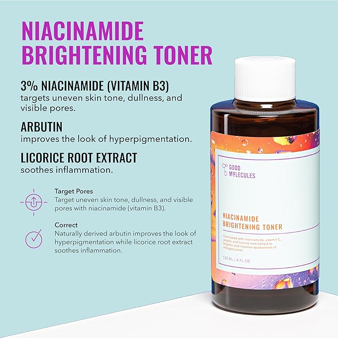 Good Molecules Cleanse, Tone & Moisturize Skincare Set – Hydrating Facial Cleansing Gel (200ml), Niacinamide Brightening Toner (120ml) & Lightweight Daily Moisturizer (100ml)