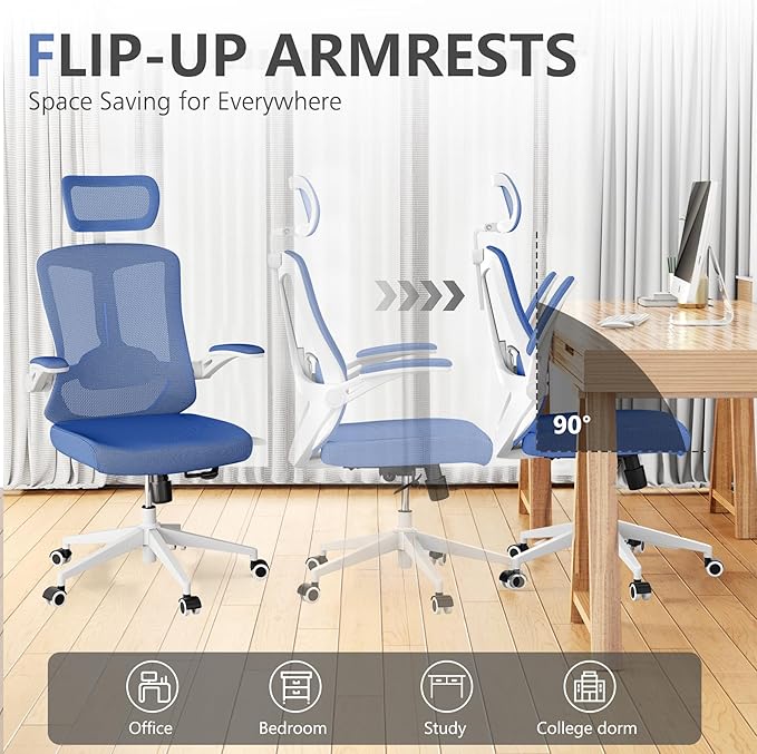 Ergonomic Office Chair Desk Chair - Mesh Computer Chair with 360° Swivel Wheels, Adjustable 90-130° Recline & Lumbar Support for Home Office, Supports up to 350lbs