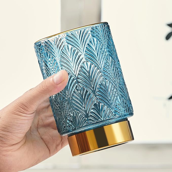 Makeup Brush Holder Organizer,Toothbrush Holders,Desk Pen Pencil Holder,Multifunctional Vintage Glass Brush Cup（A42-3-US）
