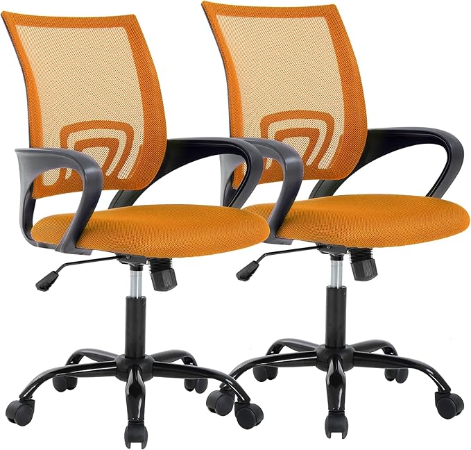 PayLessHere Office Computer Chair Ergonomic Cheap Desk Chair Adjustable Comfortable Mid Back Task Rolling Swivel with Lumbar Support for Home Office, Orange
