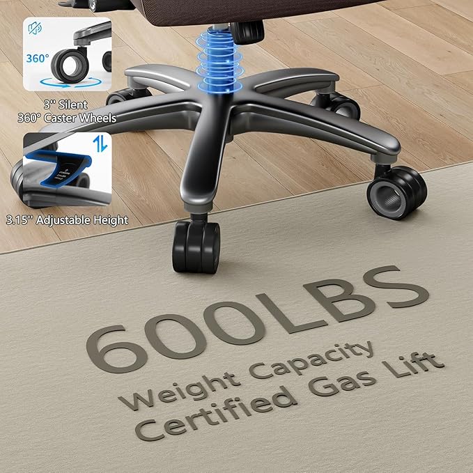 Big and Tall Office Chair with 5D Arms, 600lbs Fabric & PU Leather Heavy Duty Desk Chair, Adjustable Lumbar Support & Height, Tilt Function, High Back Ergonomic Executive Computer Chair