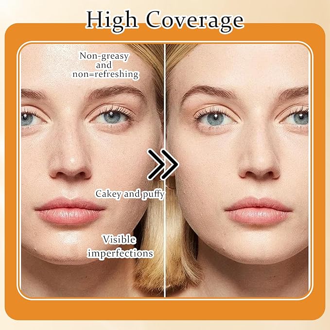 Mushroom Head Air Cushion CC Cream Foundation Makeup,Moisturizing BB Cream Face Makeup Liquid Foundation,Long Lasting Full Coverage Concealer for All Skin Types（Ivory）