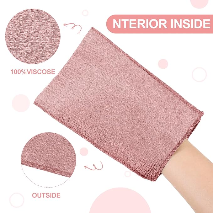 Tatuo 12 Pieces Korean Exfoliating Mitt Glove Italy Towel Body Skin Scrubber Exfoliating Scrubber for Remove Dead Skin Washcloth Korean(Small,Pink, Brick Red, Gray, Blue)
