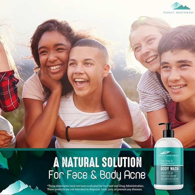 Tea Tree Body Wash for Men and Women – Natural Tea Tree Oil Body Cleanser for Odor, Skin Irritations, Hydrating Shower Gel for Sensitive Skin, Gentle and Refreshing Body Wash