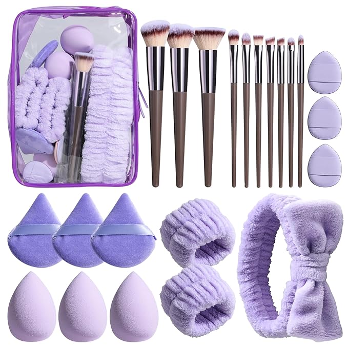 BS-MALL Makeup Brushes Set 23 Pcs with Finger Sponge – Essential Tools,travel set