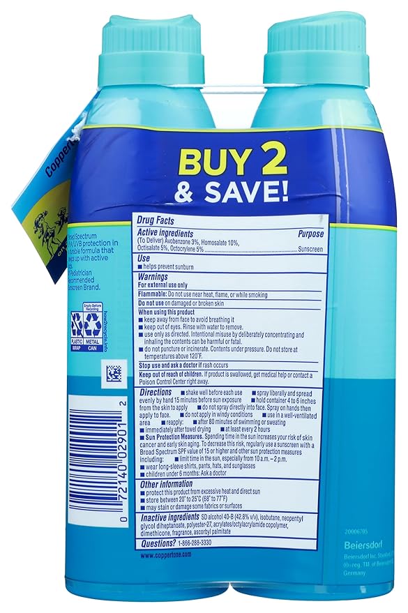 Coppertone Spf#50 Kids Sport Spray 5.5 Ounce Twin Pack