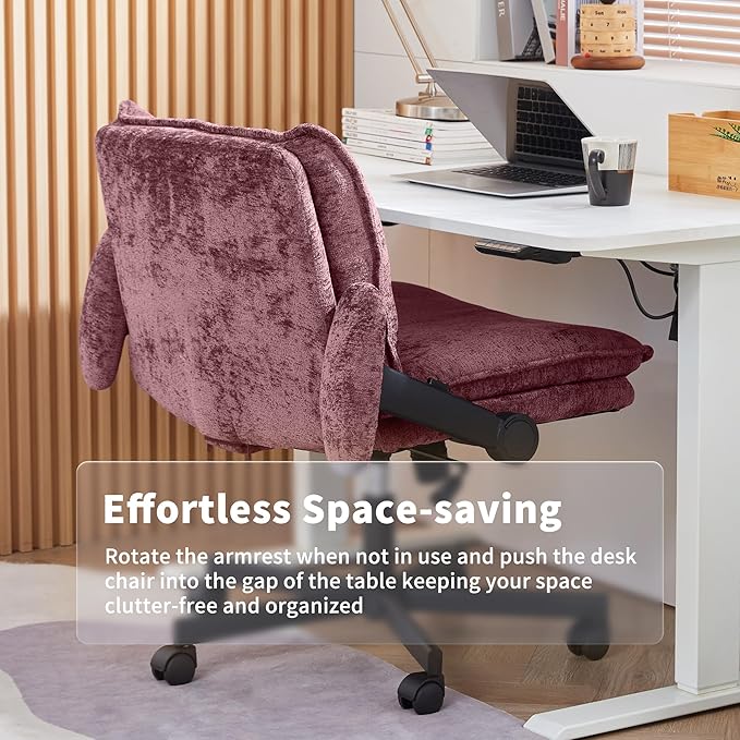 Cross Legged Office Chair, Height Adjustable Swivel Desk Chair with Flip-Up Arms, Padded Criss Cross Chair for Home Office & Bedroom