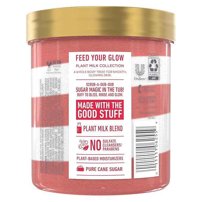 Dove Sugar Body Scrub Oat Milk & Berry Brulee For Women For Exfoliated & Hydrated skin 15 oz