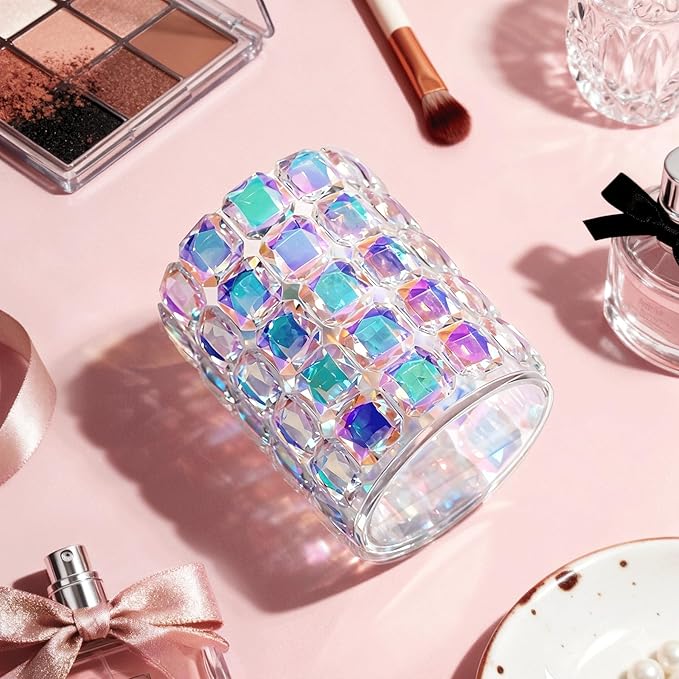 Makeup Organizer,Makeup Brush Holder,Multifunctional Toothbrush Holders,Pen Holder,Utensil Holder, Bathroom Vanity Countertop Canisters,Sparkle Crystals Home Organization and Storage