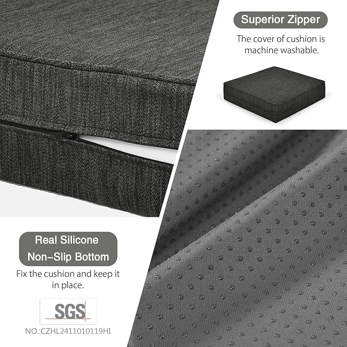 baibu Gel Memory Foam Recliner Cushions with Lumbar Support Pillow for Elderly, 20x20x5 Inch Thick Dual-Layer Design Non-Slip Seat Cushion for Recliner Chair for Reduce Hip & Lumbar Pain, Black