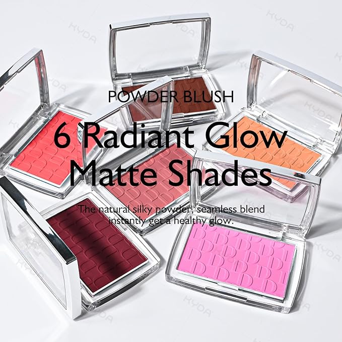 KYDA Pink Blush Powder, Make Up Pink Face Powder Face Blusher, Blendable Formula, Lasting Moisturizing, Ultra Fine Lightweight Texture