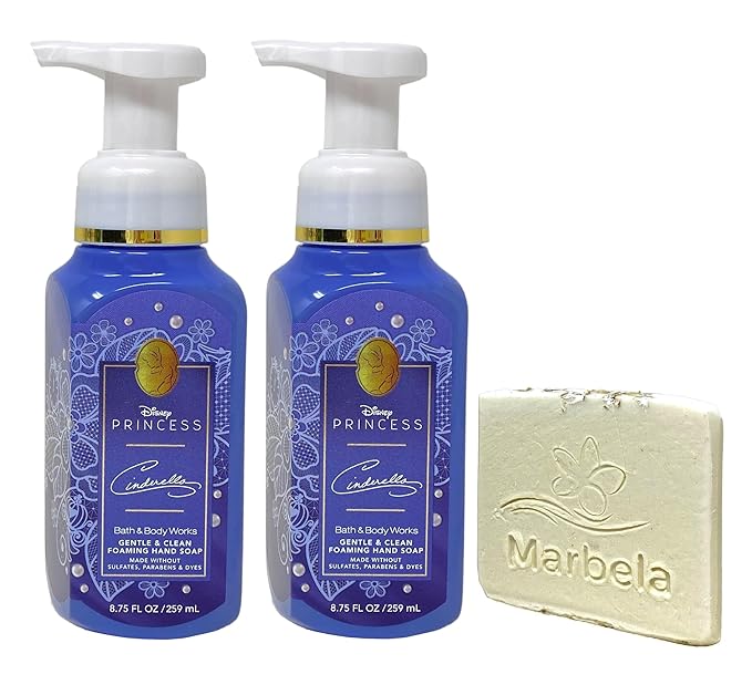 Bath & Body Works Limited Edition Princess Collection Cinderella 2 Pack Gentle & Clean Foaming Hand Soap Bundle with a Natural Oats Sample Soap