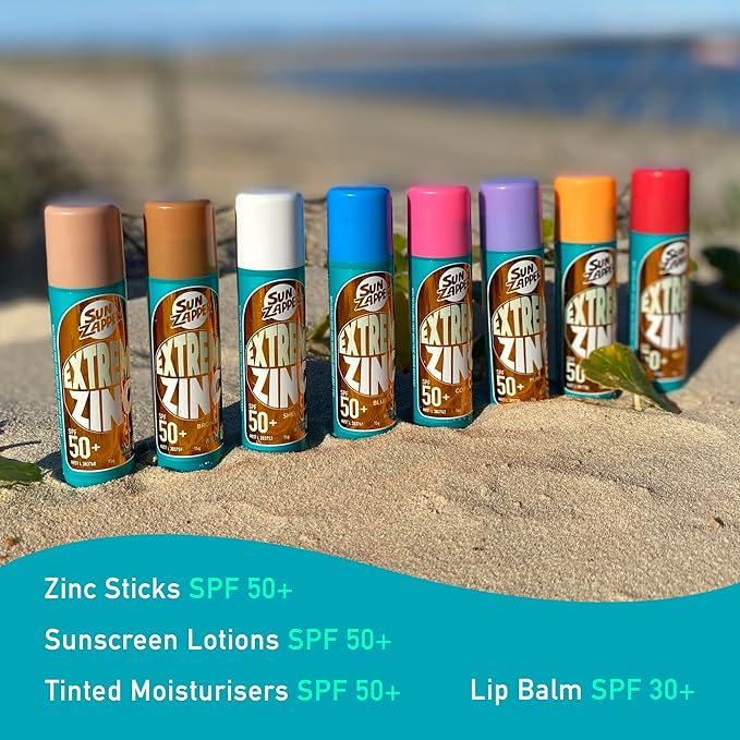 Sun Zapper Extreme Zinc Sunscreen Stick Beauty 3-Pack SPF 50+ Tan Bronze Coral Pink – Tinted Mineral Makeup Sunscreen Sticks for Face, Water Resistant, 15g (0.53 oz) Each, Made in Australia