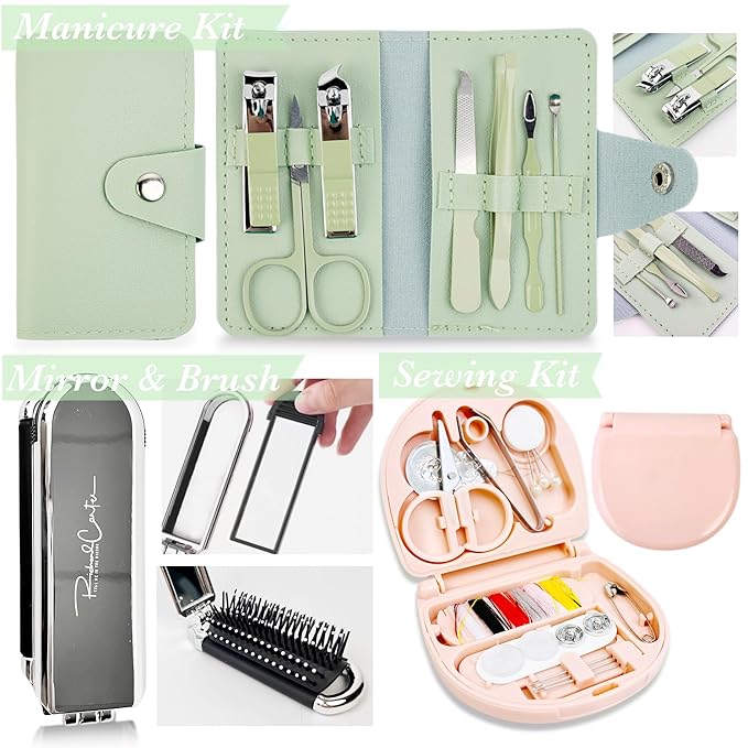 Women's Wedding Emergency Travel Kit 45 Essential Items for Brides Bridesmaid All-In-One Daily Beauty Style Set With Makeup Brushes (Aurora Green)