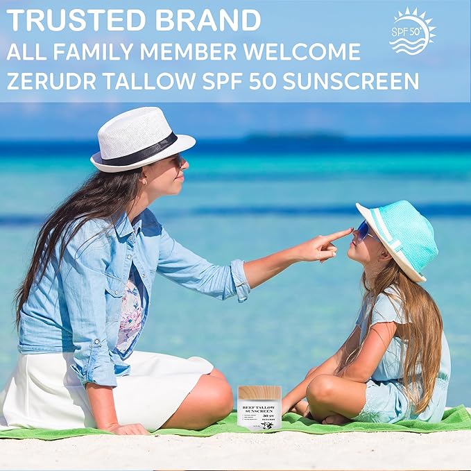 Scosvvi Beef Tallow Sunscreen: SPF 50 non toxic sunscreen, Tallow & Zinc Oxide Sunblock Non-Greasy Reef Safe formula 2 oz