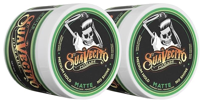Suavecito Pomade Matte (Shine-Free) Formula 4 oz, 2 Pack - Medium Hold Hair Pomade For Men - Low Shine Matte Hair Paste For Natural Texture Hairstyles