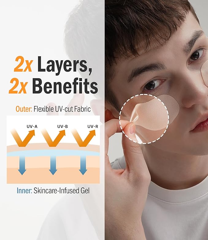 DASHU Daily Sunshield Golf Patch 10 pairs (2 Bundle Pack) Korean Skin Care Easy Peel Off Cooling Gel Patches | Age Defying Sun Shield Peptide Patch, Easy Peel Off Facial Patches