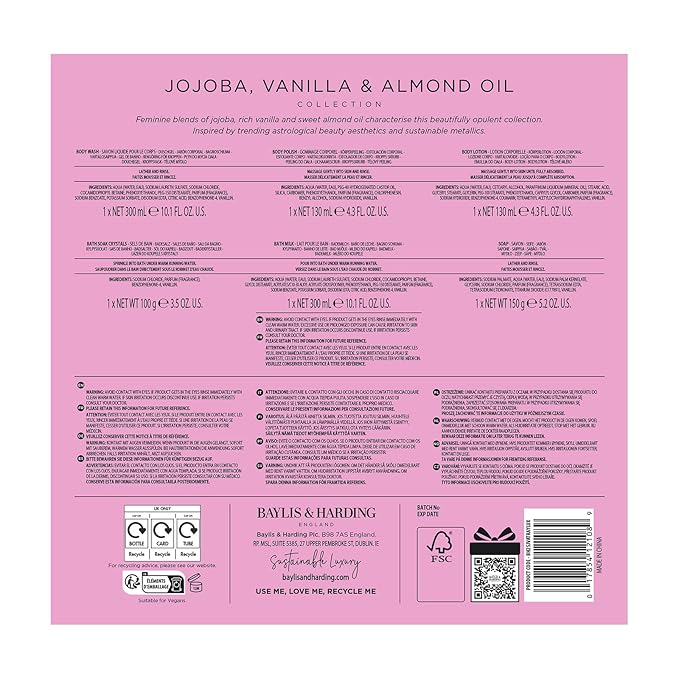 Baylis & Harding Jojoba, Vanilla & Almond Oil Luxury Pamper Gift Set - Vegan Friendly