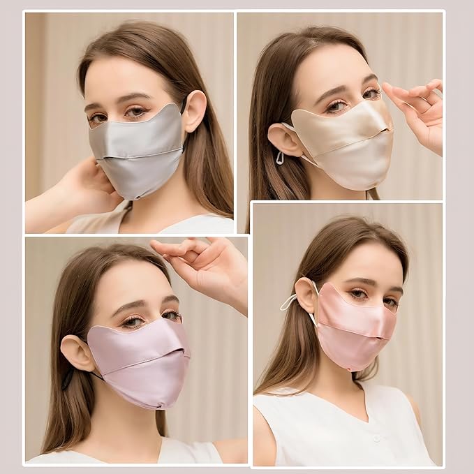 Mulberry Silk Sun Protection Mask - UPF 50+ Lightweight Facial Shield for Outdoor Use