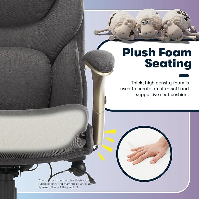Serta Claremont Ergonomic Executive Office Chair with Back in Motion Technology, Adjustable Mid Back Desk Chair with Lumbar Support, Fabric, Dark Gray
