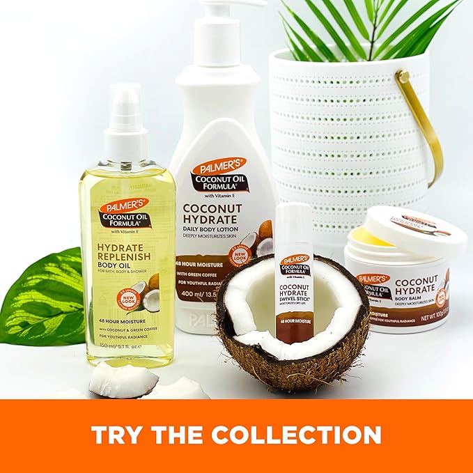 Palmer's Coconut Oil Formula Moisturizing Swivel Stick with Vitamin E, Lip Balm, Face & Body Moisturizer Stick, Ideal for Treating Dry Skin Patches (Pack of 4)