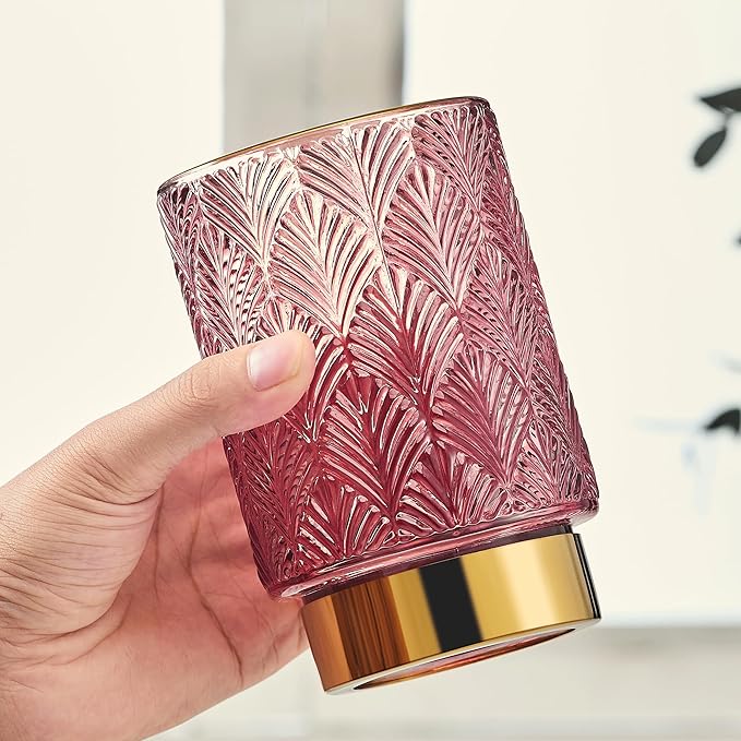 Makeup Brush Holder Organizer,Toothbrush Holders,Desk Pen Pencil Holder,Multifunctional Vintage Glass Brush Cup（A42-4-US）