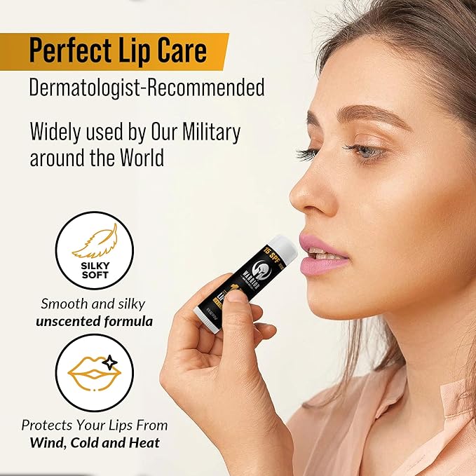 Warrior SPF 15 Lip Balm - Unscented Chapstick Made from Purified Beeswax in USA - Protects Against Wind, Cold, Heat, and UV Rays - Premium Lip Sunscreen Used by Military (0.15 OZ Tube)